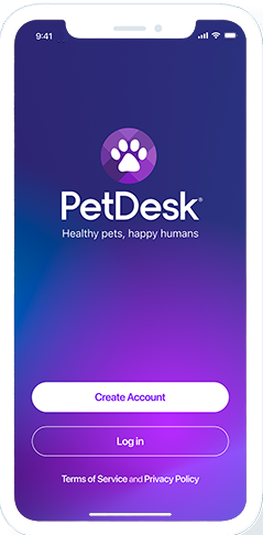PetDesk-app-splash PetDesk App on a phone screen